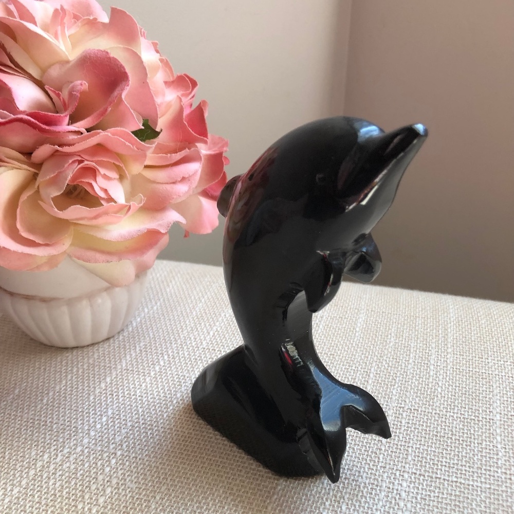 Black Onyx Dolphin Figurine